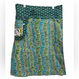 Vibrant Teal and Green A-Line Skirt